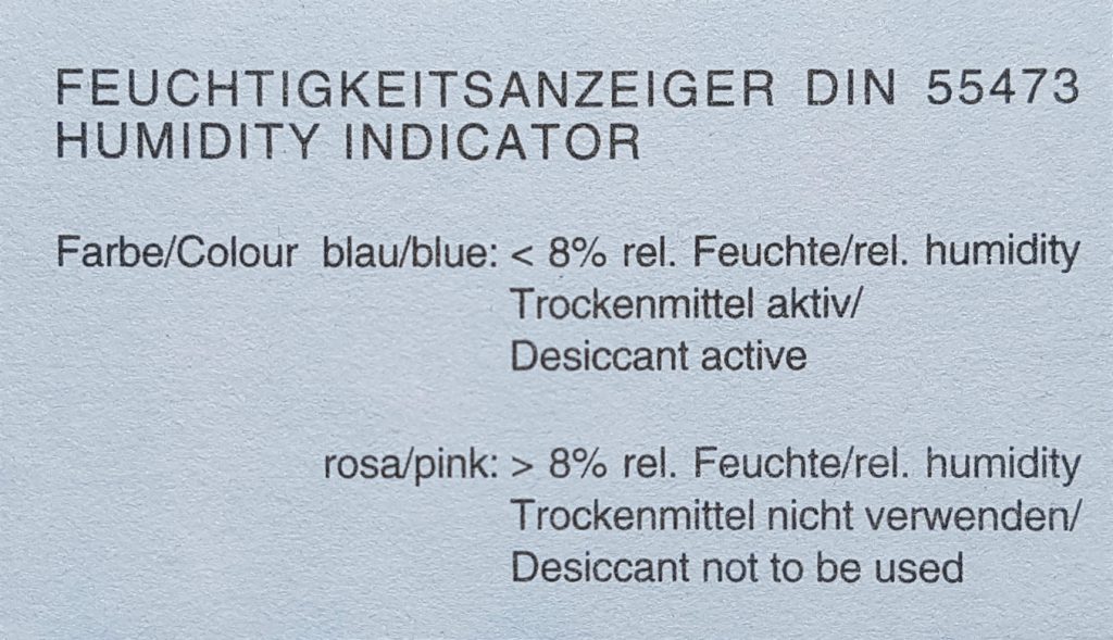 Feuchtigkeitsanzeiger Indikatoren Feuchte rosa blau Umiditat disikant